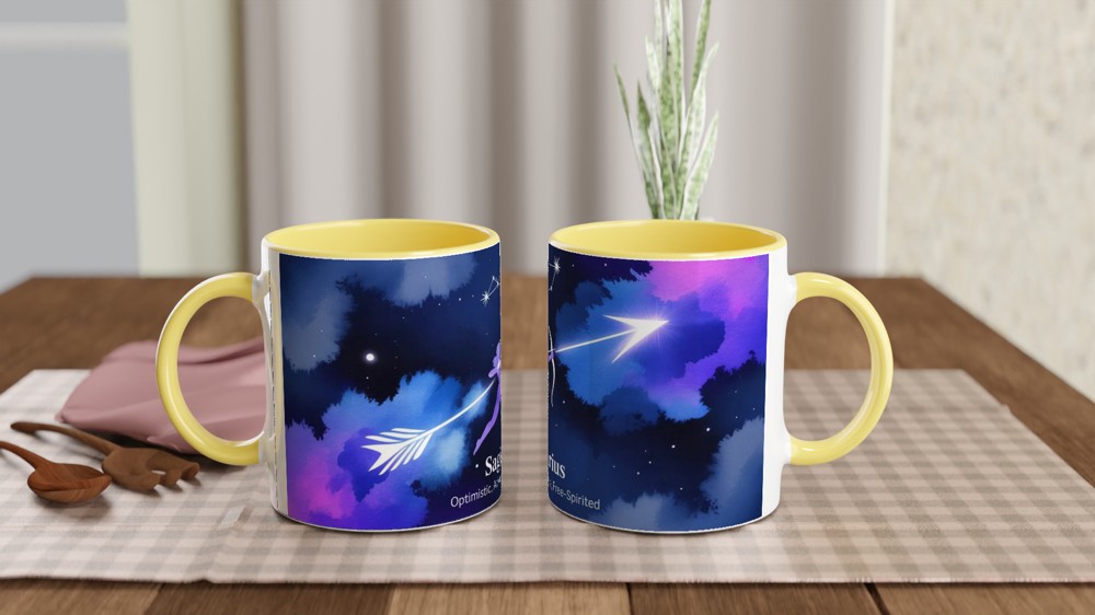 Sagittarius Mug | Zodiac Sign Gift | Astrology Birthday Present | Celestial Archer Watercolour Mug for Her and Him — view 8