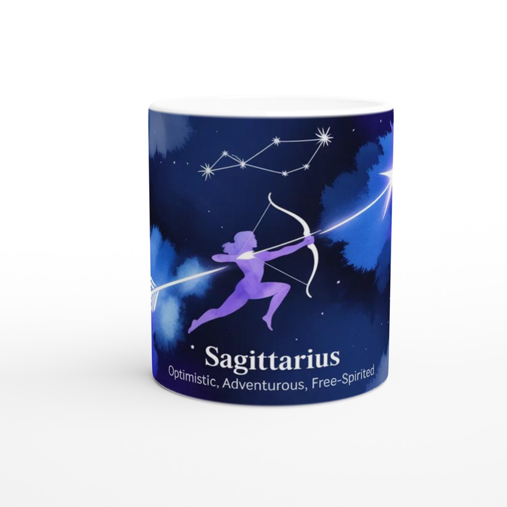 Sagittarius Mug | Zodiac Sign Gift | Astrology Birthday Present | Celestial Archer Watercolour Mug for Her and Him — view 11