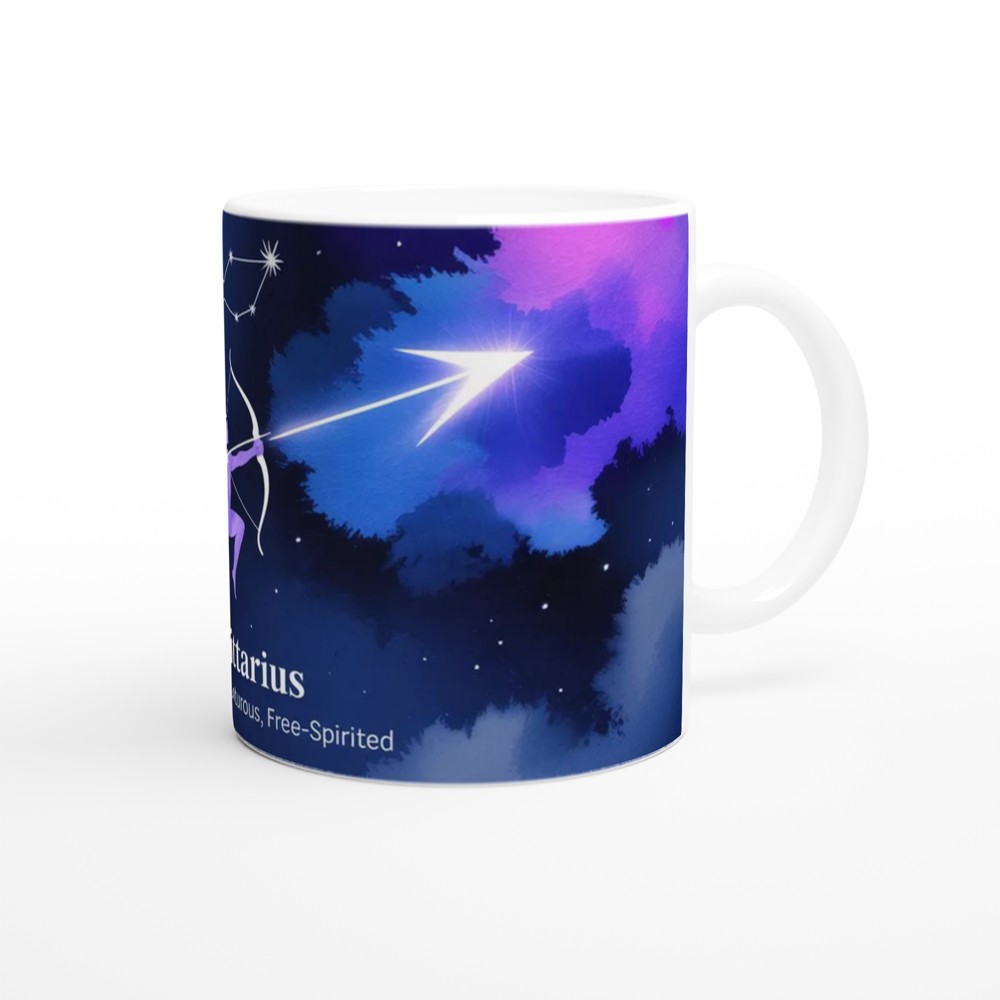 Sagittarius Mug | Zodiac Sign Gift | Astrology Birthday Present | Celestial Archer Watercolour Mug for Her and Him — view 12