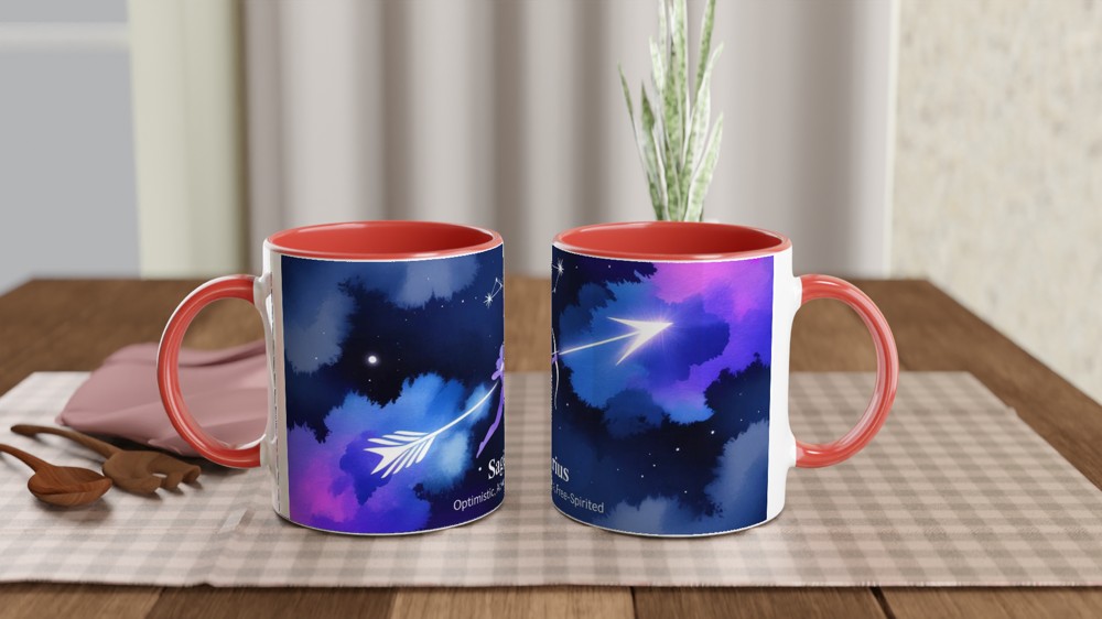 Sagittarius Mug | Zodiac Sign Gift | Astrology Birthday Present | Celestial Archer Watercolour Mug for Her and Him — view 7
