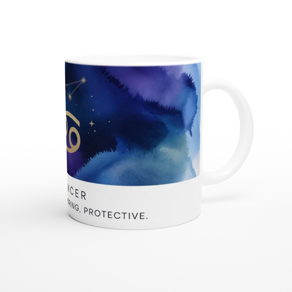 Cancer Zodiac Mug | Astrology Star Sign Gift | Celestial Watercolor Coffee Cup | Birthday Present for Her and Him — view 12