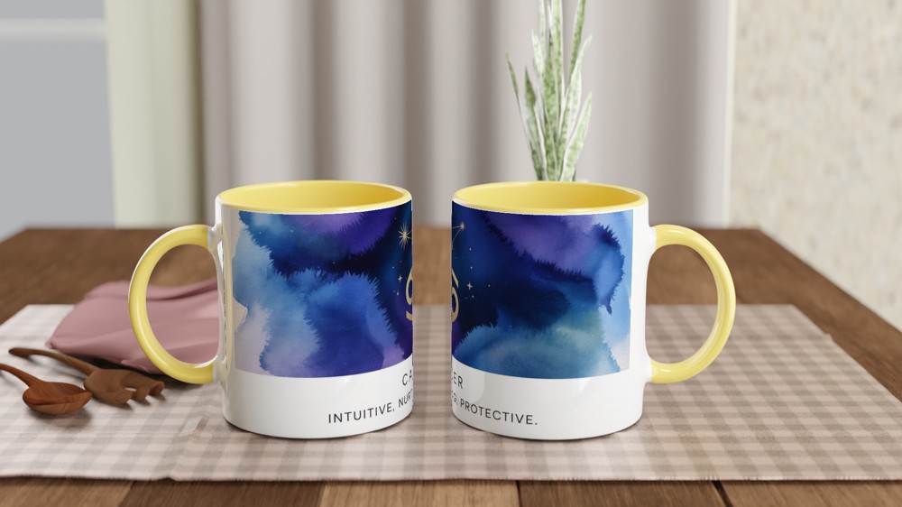 Cancer Zodiac Mug | Astrology Star Sign Gift | Celestial Watercolor Coffee Cup | Birthday Present for Her and Him — view 8