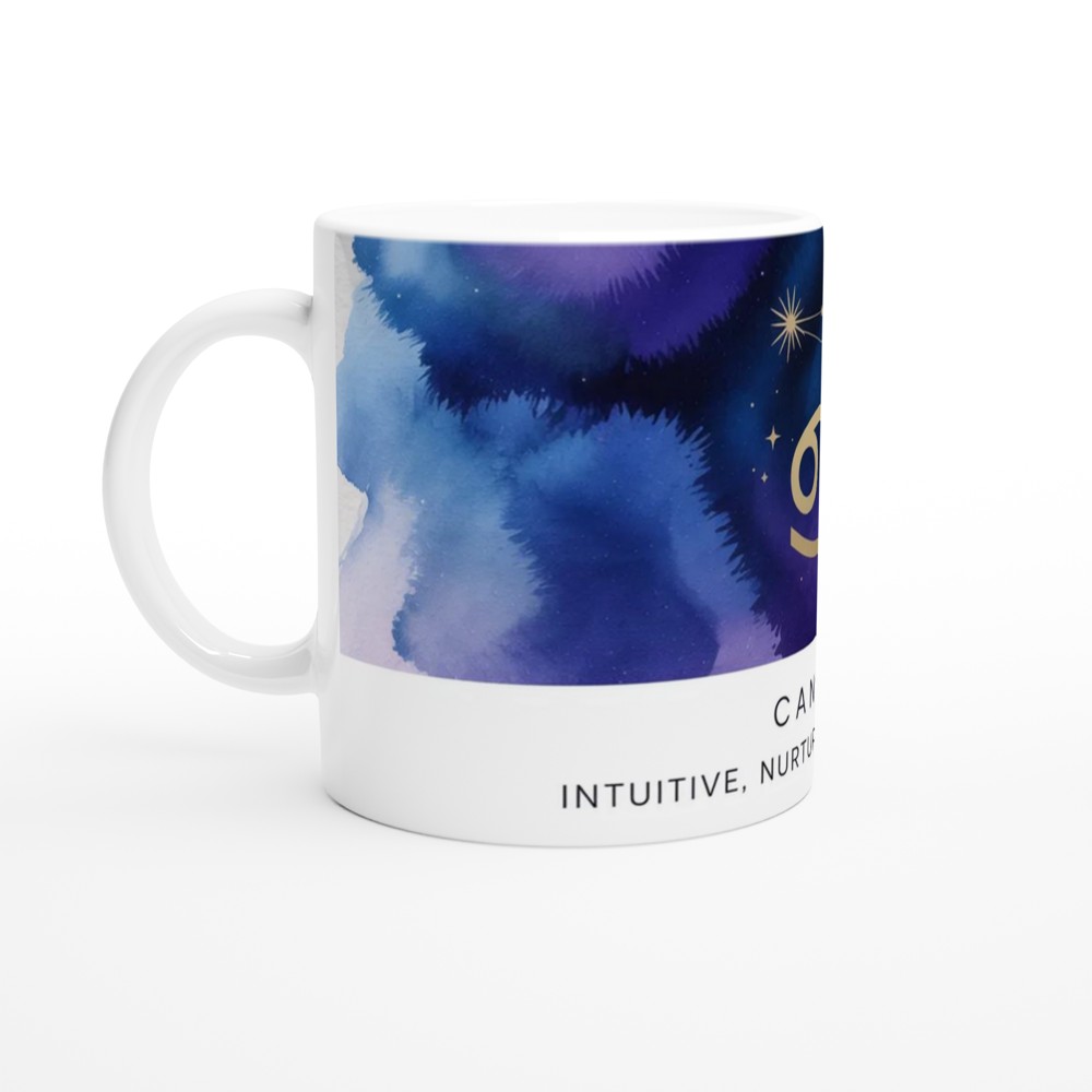 Cancer Zodiac Mug | Astrology Star Sign Gift | Celestial Watercolor Coffee Cup | Birthday Present for Her and Him — view 10