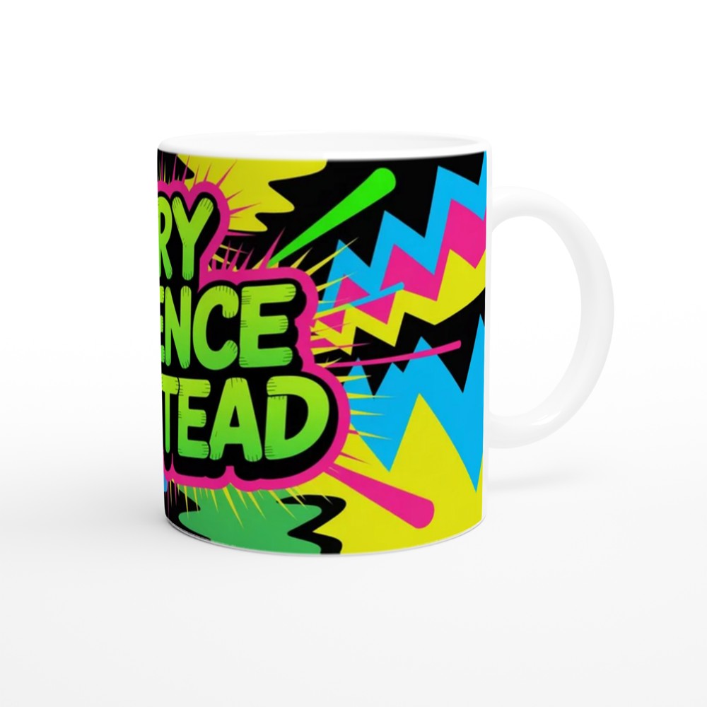 Try Silence Instead Mug | Sassy Quote Coffee Cup | Funny Office Gift for Colleague | Neon Graffiti Present — view 12