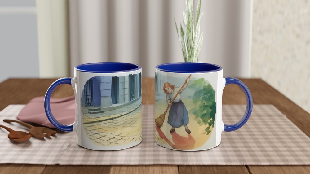 Les Miserables Mug | Cosette Sweeping Paris Street Illustration | Musical Theatre Gift | West End Show Present — view 4