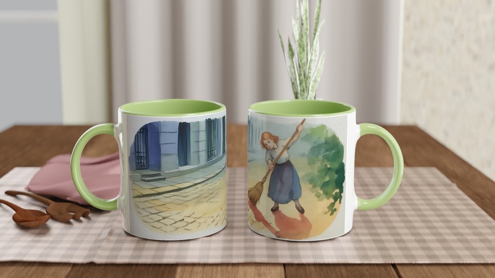 Les Miserables Mug | Cosette Sweeping Paris Street Illustration | Musical Theatre Gift | West End Show Present — view 5
