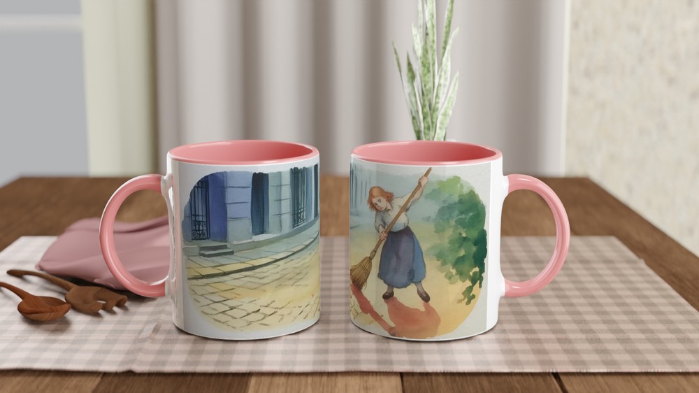 Les Miserables Mug | Cosette Sweeping Paris Street Illustration | Musical Theatre Gift | West End Show Present — view 6