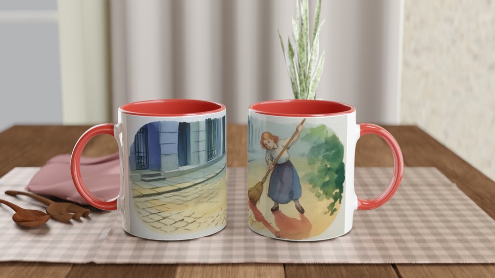 Les Miserables Mug | Cosette Sweeping Paris Street Illustration | Musical Theatre Gift | West End Show Present — view 7