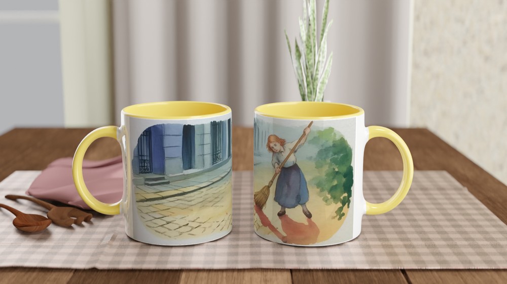 Les Miserables Mug | Cosette Sweeping Paris Street Illustration | Musical Theatre Gift | West End Show Present — view 8