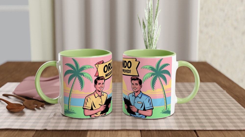 Book of Mormon Mug | Orlando Mission Approved Design | Musical Theatre Gift | Retro Florida Postcard Mug for West End Fans — view 5