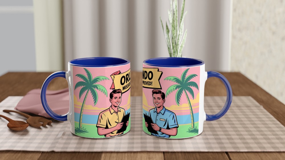 Book of Mormon Mug | Orlando Mission Approved Design | Musical Theatre Gift | Retro Florida Postcard Mug for West End Fans — view 4