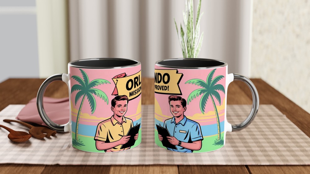 Book of Mormon Mug | Orlando Mission Approved Design | Musical Theatre Gift | Retro Florida Postcard Mug for West End Fans — view 9