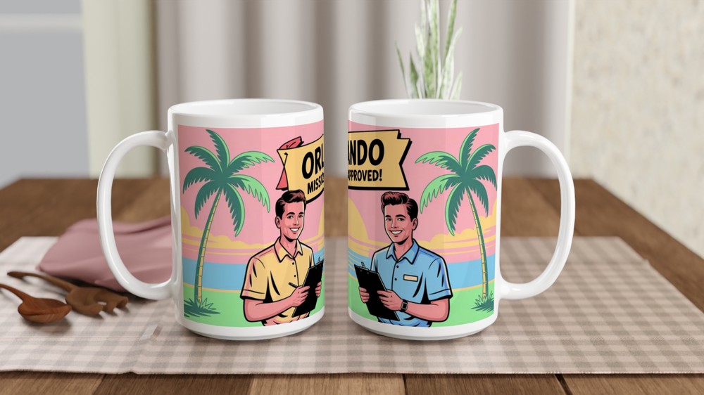 Book of Mormon Mug | Orlando Mission Approved Design | Musical Theatre Gift | Retro Florida Postcard Mug for West End Fans — view 2