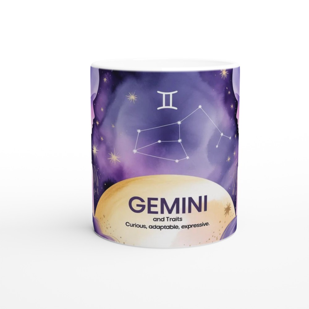 Gemini Zodiac Mug | Astrology Horoscope Gift | Watercolour Twin Constellation Design | Birthday Present for Her and Him — view 11