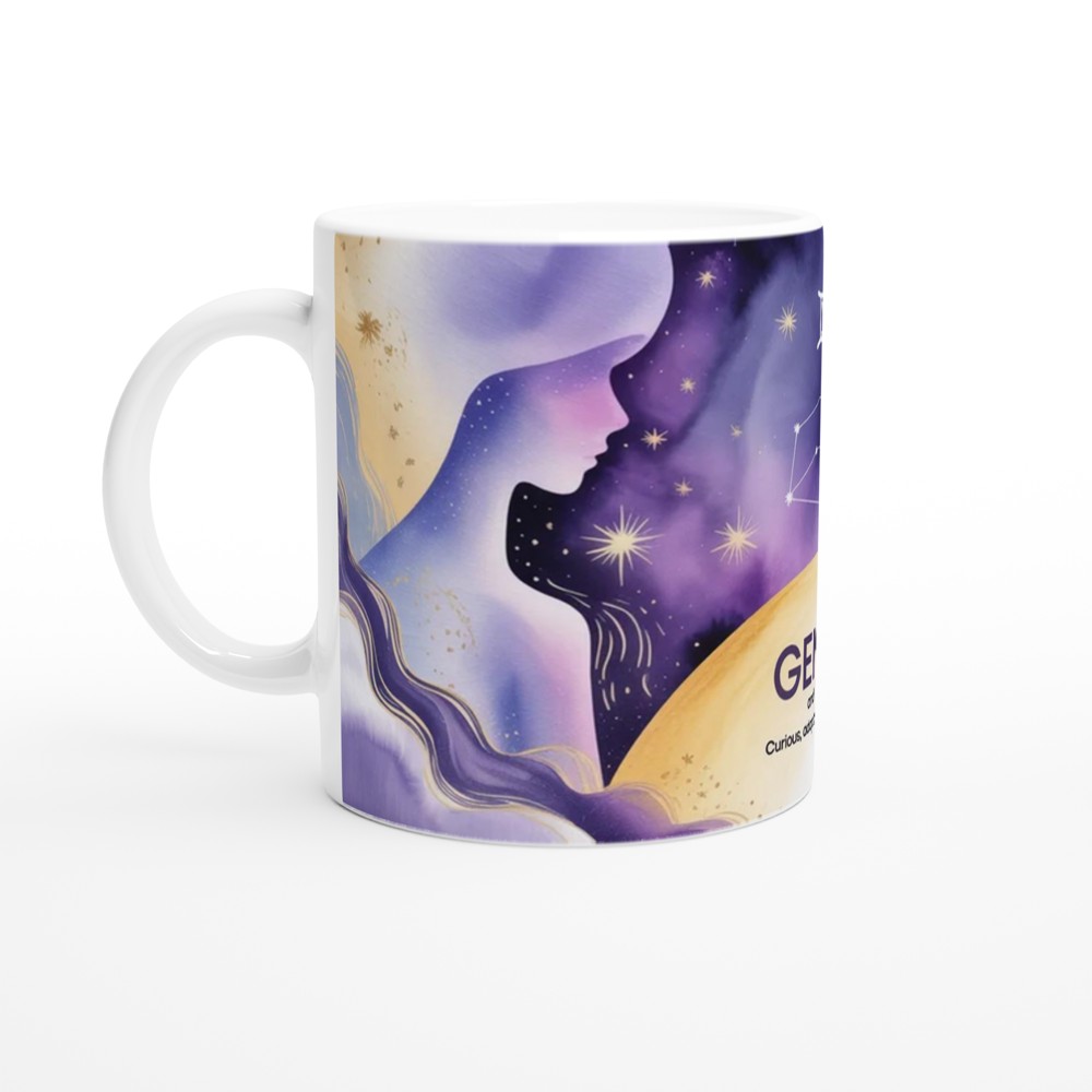 Gemini Zodiac Mug | Astrology Horoscope Gift | Watercolour Twin Constellation Design | Birthday Present for Her and Him — view 10