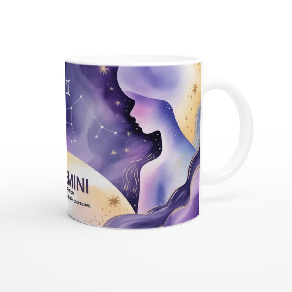 Gemini Zodiac Mug | Astrology Horoscope Gift | Watercolour Twin Constellation Design | Birthday Present for Her and Him — view 12