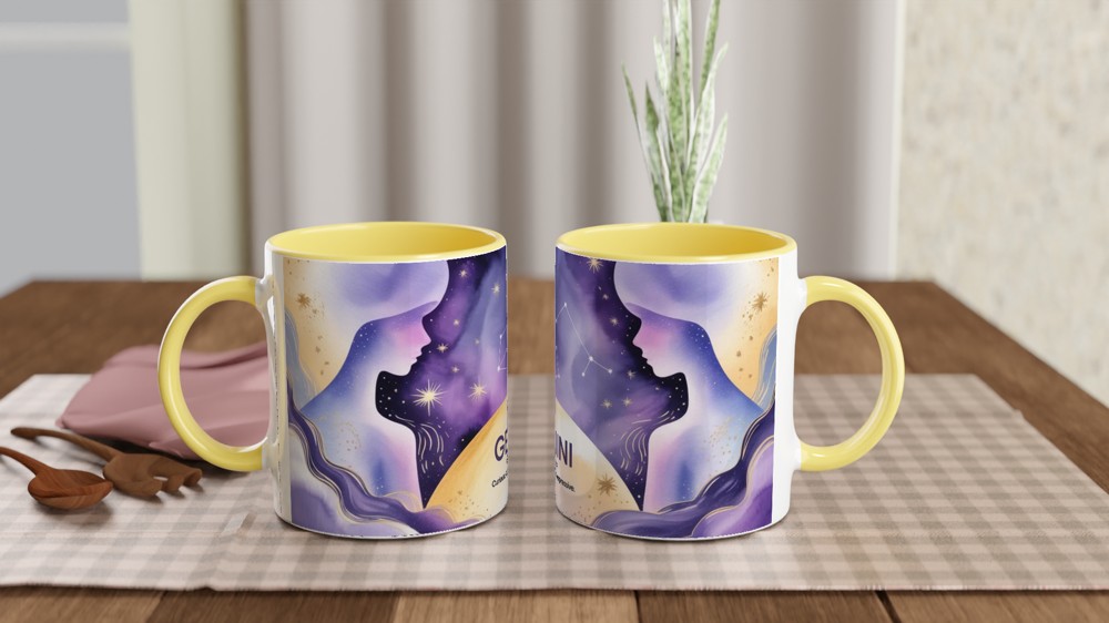 Gemini Zodiac Mug | Astrology Horoscope Gift | Watercolour Twin Constellation Design | Birthday Present for Her and Him — view 8