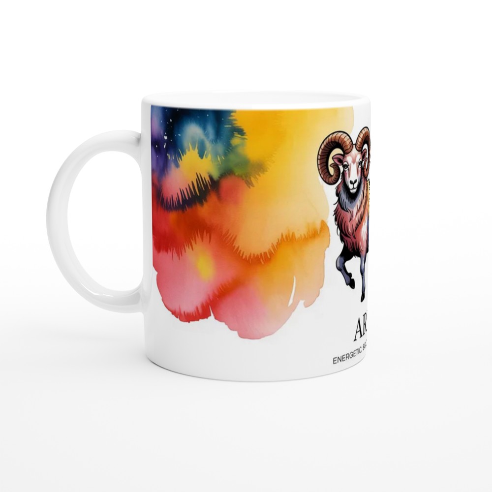 Aries Mug | Zodiac Ram Astrology Gift | Star Sign Birthday Present | Watercolor Constellation Mug — view 10