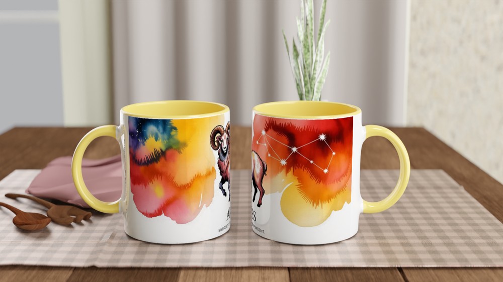 Aries Mug | Zodiac Ram Astrology Gift | Star Sign Birthday Present | Watercolor Constellation Mug — view 8