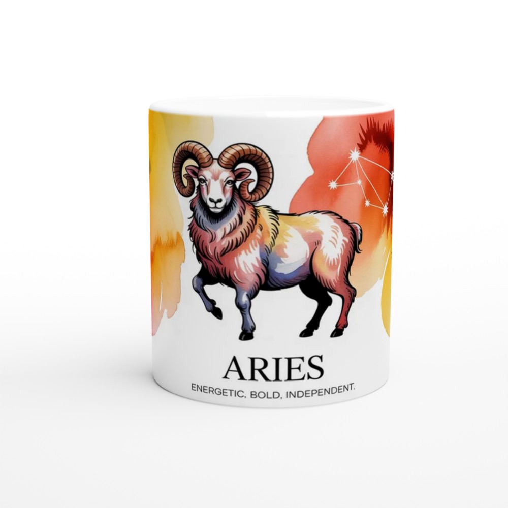 Aries Mug | Zodiac Ram Astrology Gift | Star Sign Birthday Present | Watercolor Constellation Mug — view 11