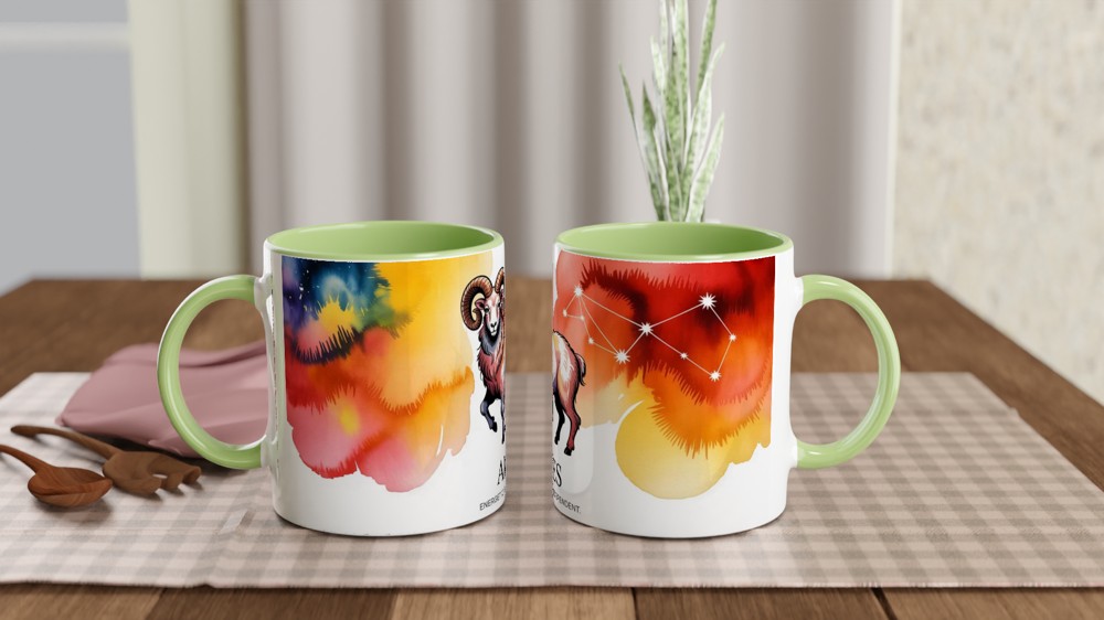 Aries Mug | Zodiac Ram Astrology Gift | Star Sign Birthday Present | Watercolor Constellation Mug — view 5