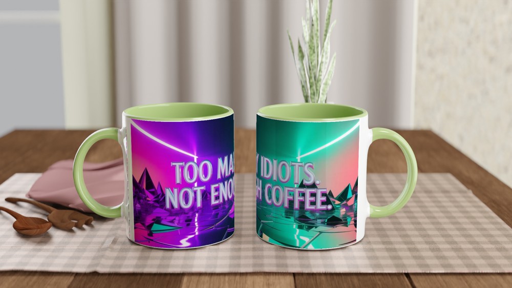 Funny Coffee Mug | 'Too Many Idiots' Rude Office Gift | Colleague Birthday Present | Sarcastic Work Mug — view 5