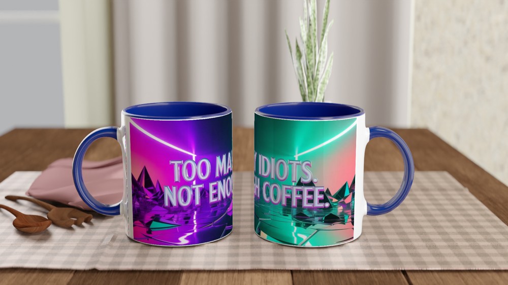 Funny Coffee Mug | 'Too Many Idiots' Rude Office Gift | Colleague Birthday Present | Sarcastic Work Mug — view 4