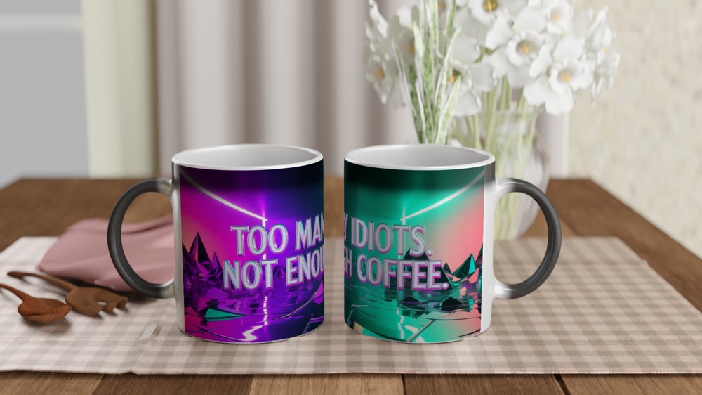 Funny Coffee Mug | 'Too Many Idiots' Rude Office Gift | Colleague Birthday Present | Sarcastic Work Mug — view 3