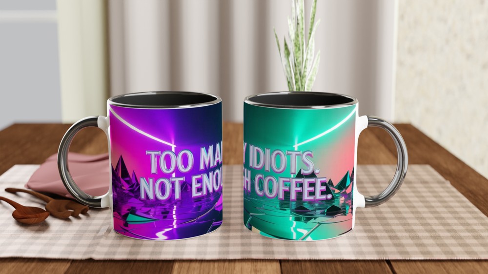 Funny Coffee Mug | 'Too Many Idiots' Rude Office Gift | Colleague Birthday Present | Sarcastic Work Mug — view 9