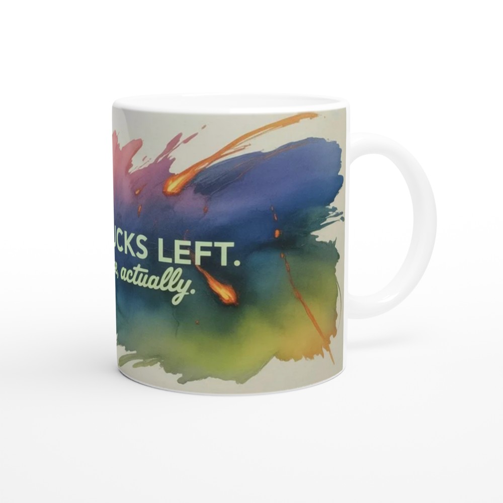 Zero Fucks Left Mug | Funny Rude Office Coffee Cup | Leaving Gift for Colleague or Best Friend | Chaotic Neon Design — view 12