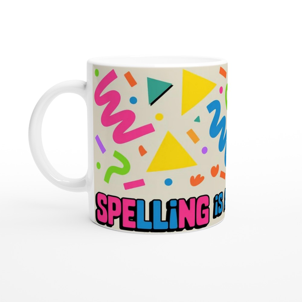 Spelling is a Suggestion Mug | Funny Quote Mug | Retro 90s Memphis Design | Gift for Colleague or Best Friend — view 10