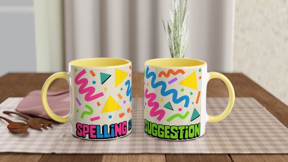 Spelling is a Suggestion Mug | Funny Quote Mug | Retro 90s Memphis Design | Gift for Colleague or Best Friend — view 8