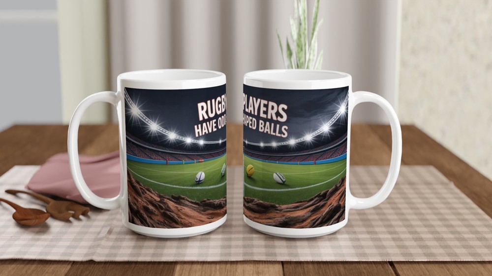 Rugby Mug | Rugby Players Have Odd Shaped Balls Quote | Funny Rugby Gift for Him | Best Friend Birthday Present — view 2
