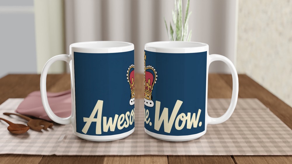 Hamilton Mug | King George Crown | 'Awesome Wow' Quote | Musical Theatre Gift | Best Friend Present — view 2