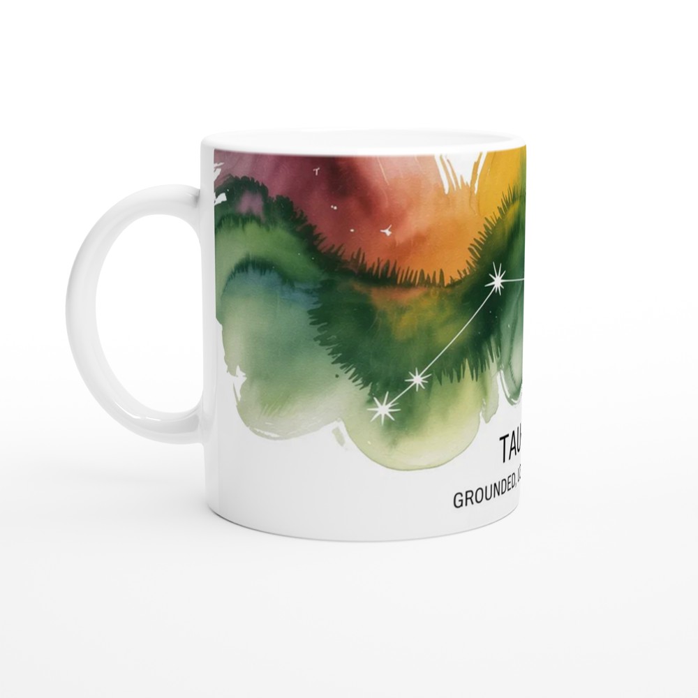 Taurus Zodiac Mug | Star Sign Birthday Gift | Constellation Astrology Present for Her or Him | Grounded Loyal Patient Watercolour Mug — view 10