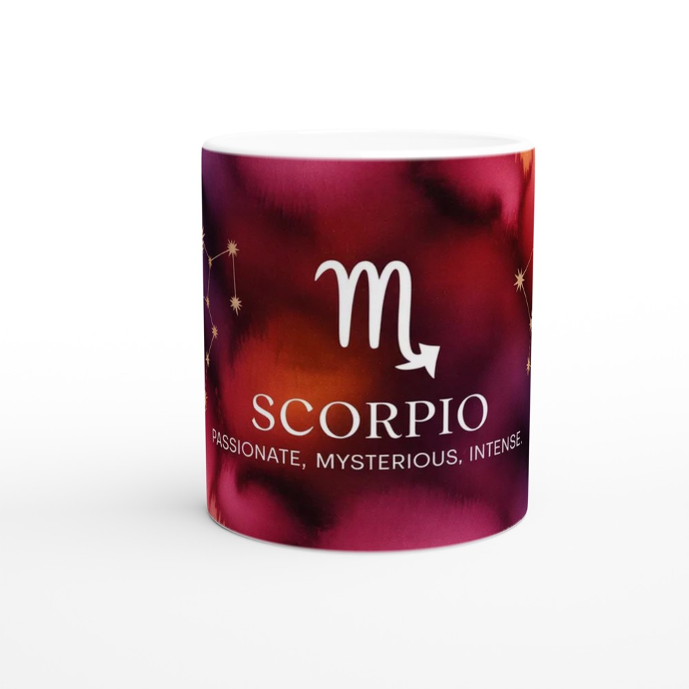 Scorpio Zodiac Mug | Celestial Astrology Gift | Birthday Present for Her or Him | Watercolor Constellation Mug — view 11