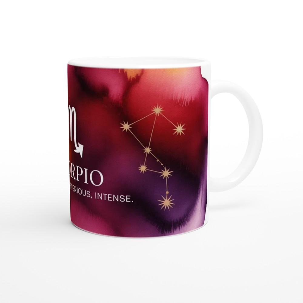 Scorpio Zodiac Mug | Celestial Astrology Gift | Birthday Present for Her or Him | Watercolor Constellation Mug — view 12