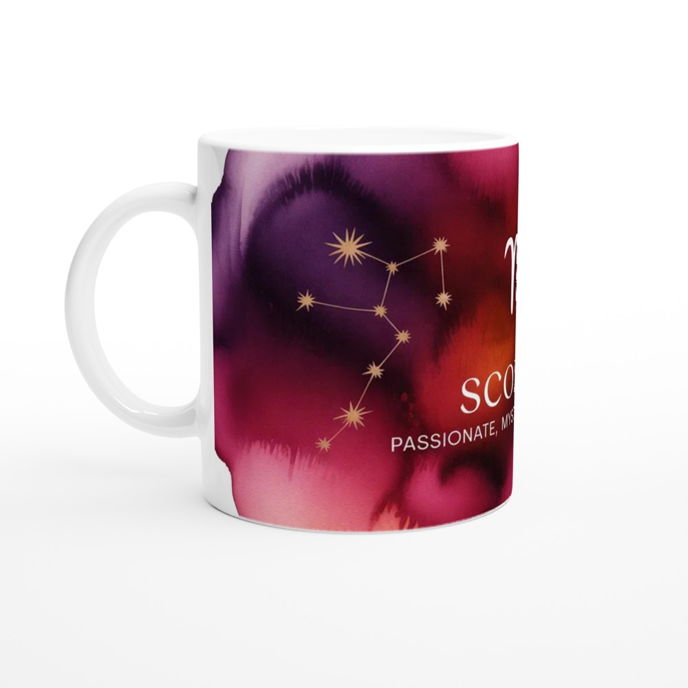 Scorpio Zodiac Mug | Celestial Astrology Gift | Birthday Present for Her or Him | Watercolor Constellation Mug — view 10