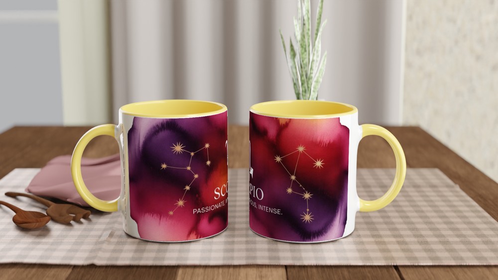 Scorpio Zodiac Mug | Celestial Astrology Gift | Birthday Present for Her or Him | Watercolor Constellation Mug — view 8