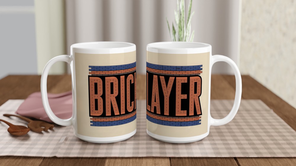 Bricklayer Mug | Builder Gift | Funny Masonry Brick Design | Father's Day Gift for Dad — view 2