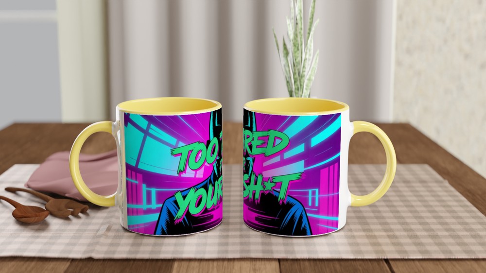 Too Tired For Your Sh*t - Neon Cyberpunk Mug — view 8