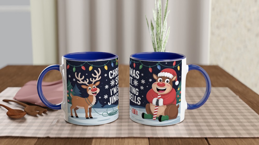 Funny Christmas Mug | Shitting Jingle Bells Reindeer Gift | Rude Festive Coffee Cup | Secret Santa Present for Best Friend — view 4