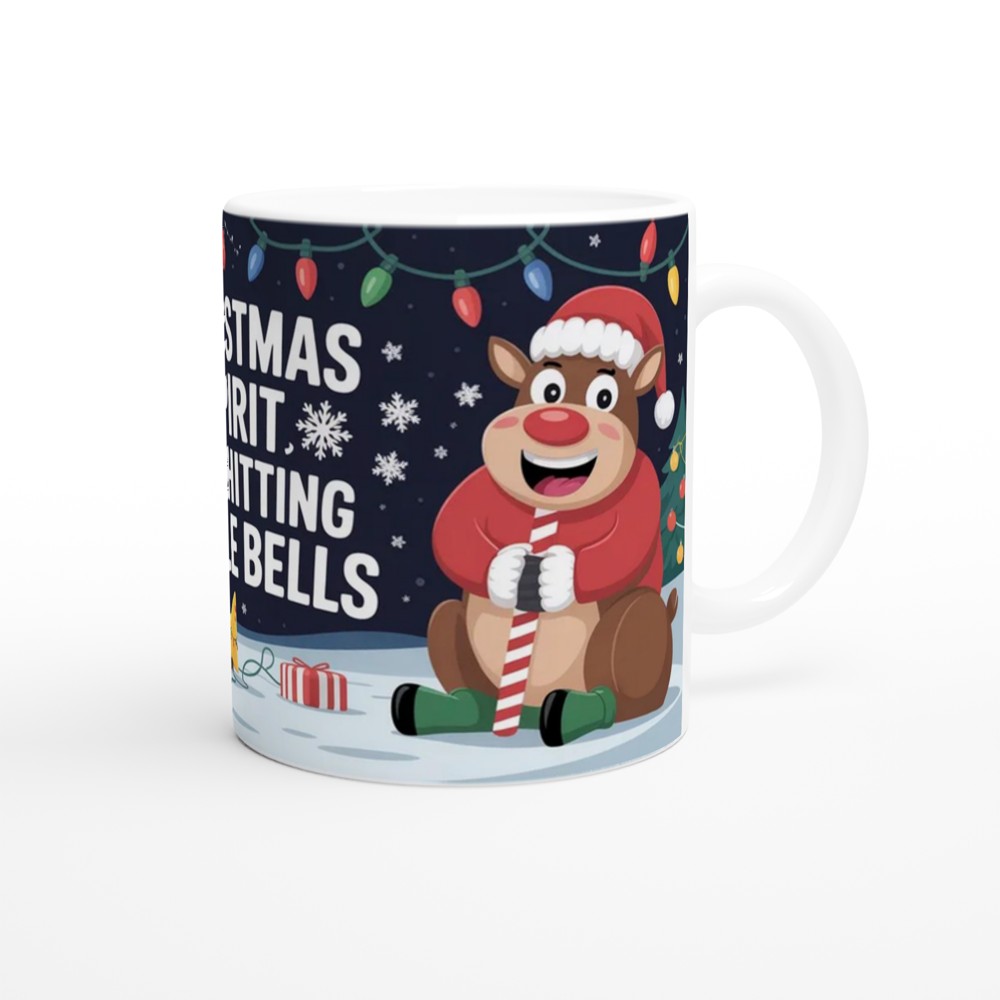 Funny Christmas Mug | Shitting Jingle Bells Reindeer Gift | Rude Festive Coffee Cup | Secret Santa Present for Best Friend — view 12