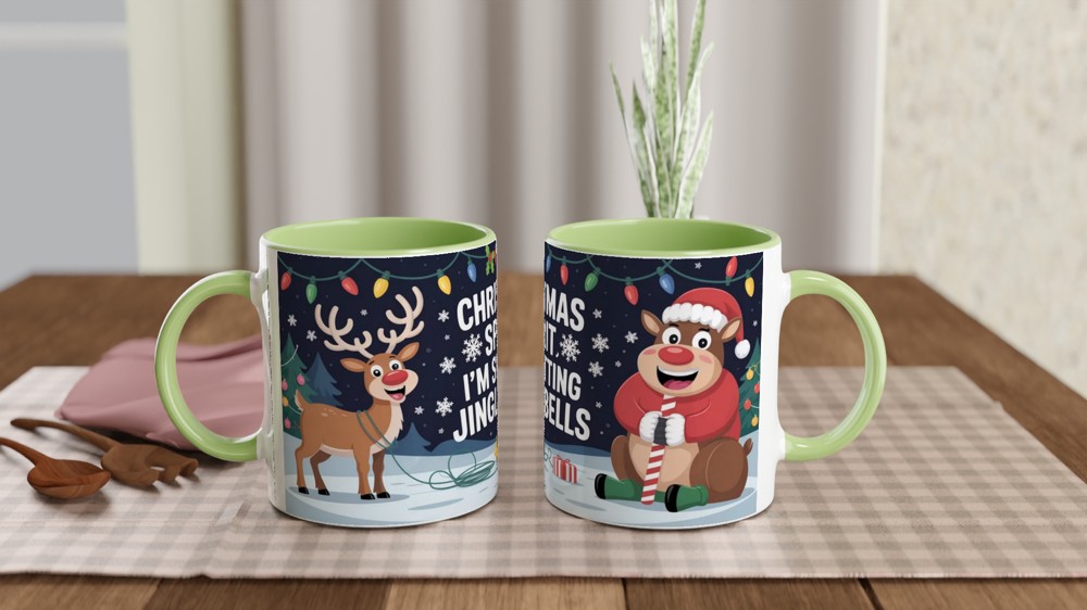 Funny Christmas Mug | Shitting Jingle Bells Reindeer Gift | Rude Festive Coffee Cup | Secret Santa Present for Best Friend — view 5