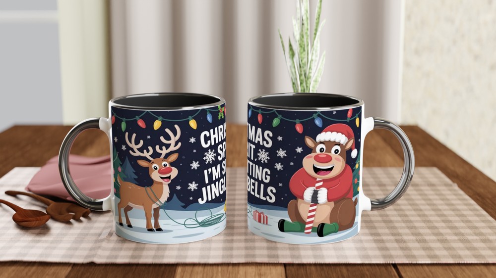Funny Christmas Mug | Shitting Jingle Bells Reindeer Gift | Rude Festive Coffee Cup | Secret Santa Present for Best Friend — view 9