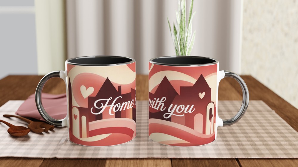 Home Is With You – Romantic Hearts & Houses Mug — view 9