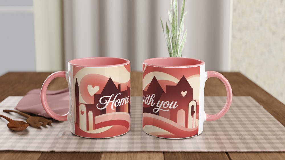 Home Is With You – Romantic Hearts & Houses Mug — view 6