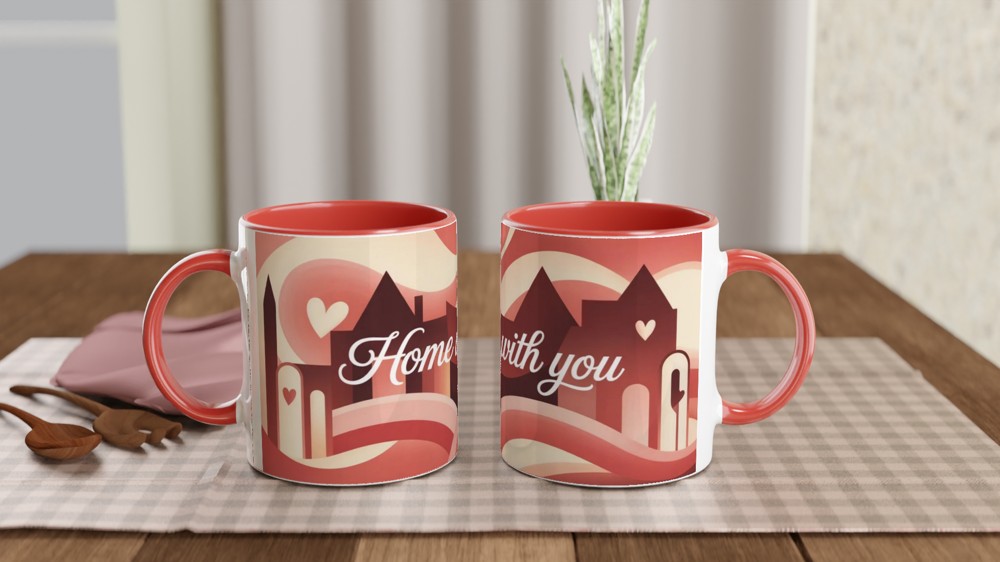 Home Is With You – Romantic Hearts & Houses Mug — view 7