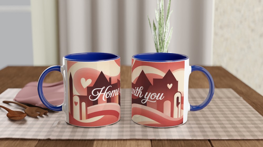 Home Is With You – Romantic Hearts & Houses Mug — view 4
