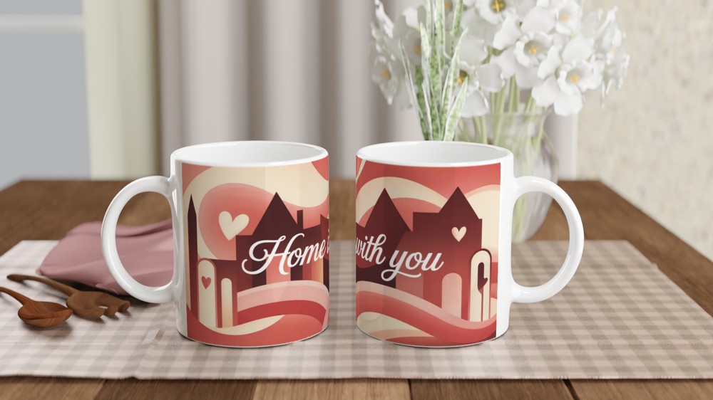 Home Is With You – Romantic Hearts & Houses Mug